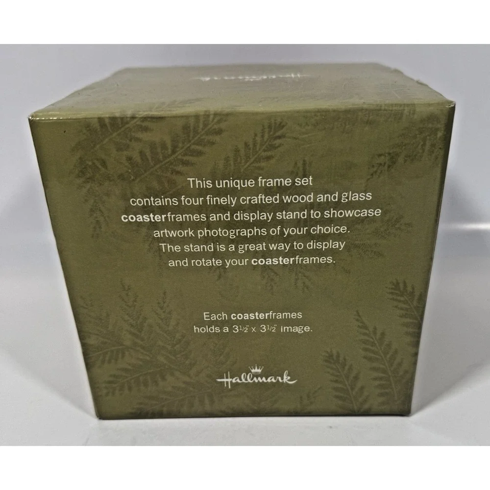 Hallmark Coaster Frames Set Brown Wood Glass 3.5x3.5 Photo Display New